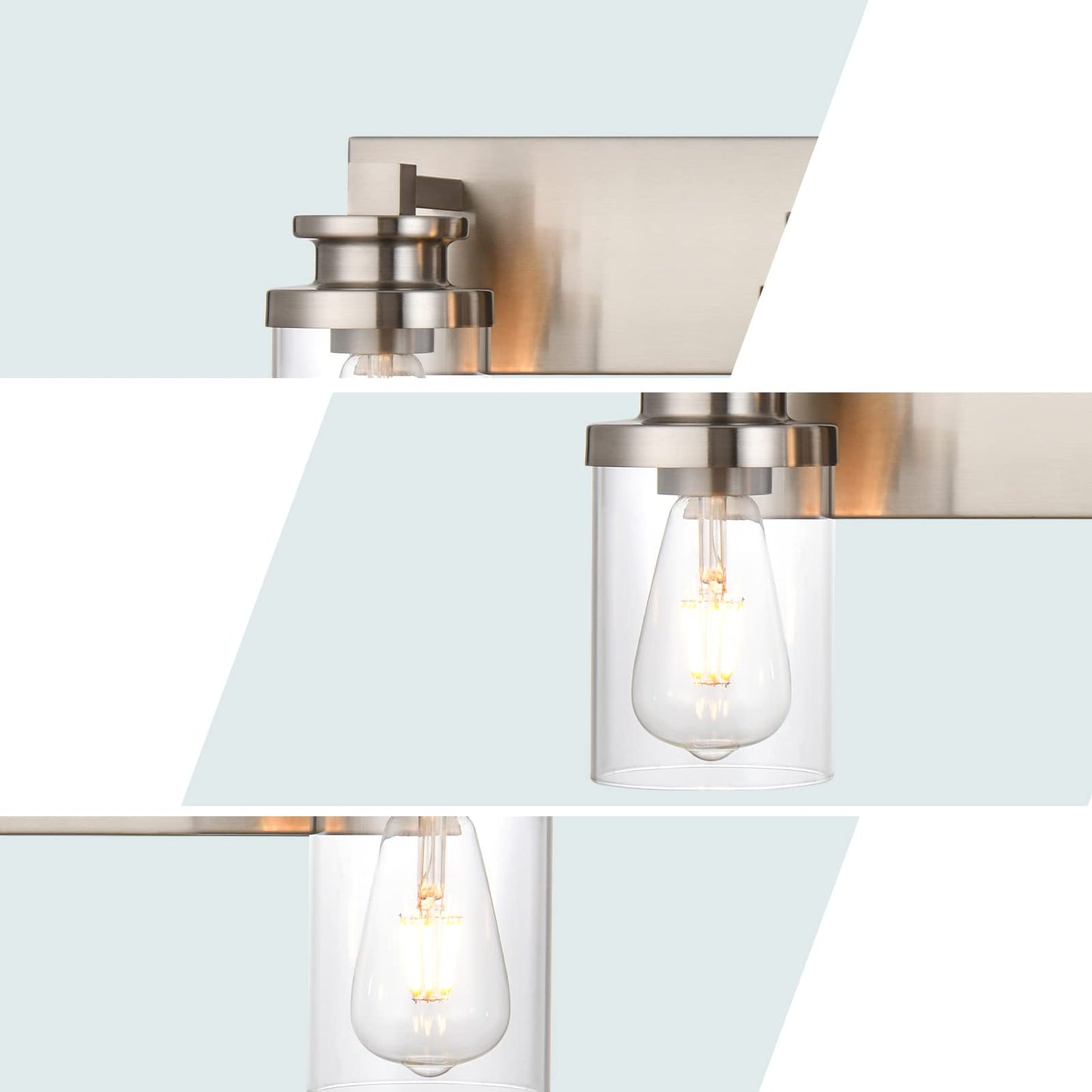 BONLICHT Transitional 5 Light Brushed Nickel Metal Base Wall Mount Lights with Clear Glass Shade Interior Modern Bathroom Vanity Lighting Fixture for Kitchen Corridor Dressing Table Powder Room