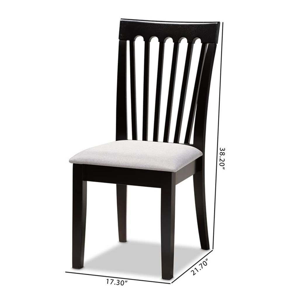 Baxton Studio Minette Modern and Contemporary Gray Fabric Upholstered and Espresso Brown Finished Wood 2-Piece Dining Chair Set