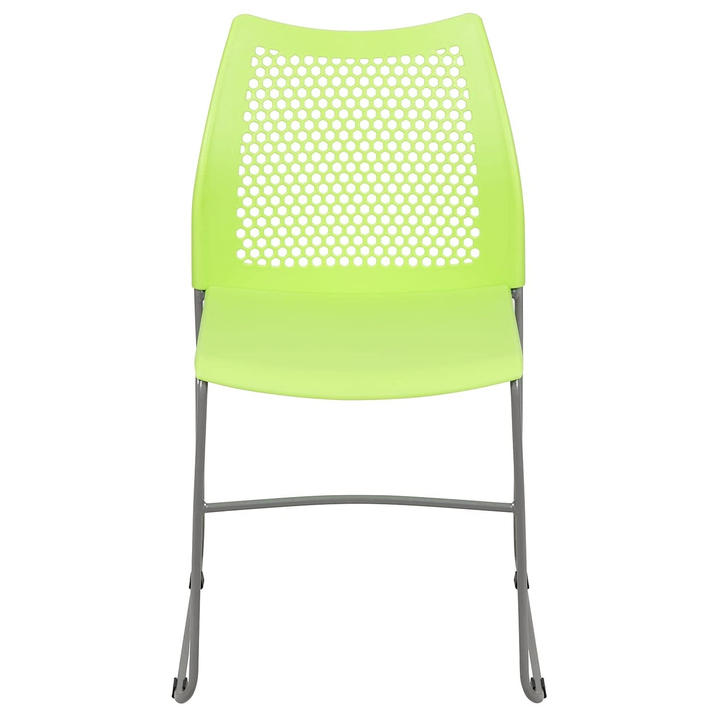 Flash Furniture Hercules Series Contoured Lobby Chairs with Air-Vent Honeycomb Backs, Ergonomic Stacking Chairs for Offices, Set of 5, Green