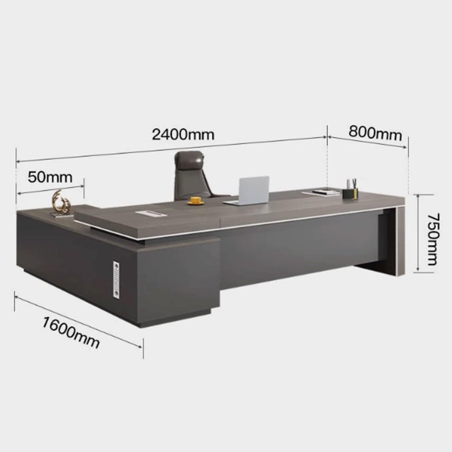 LSIGHTUS Modern Executive Desk for CEO Boss Manager with Storage Cabinet, Large Home Office Desk for CEO Boss Manager with File Drawers Business Furniture Desk Workstation for Home Office