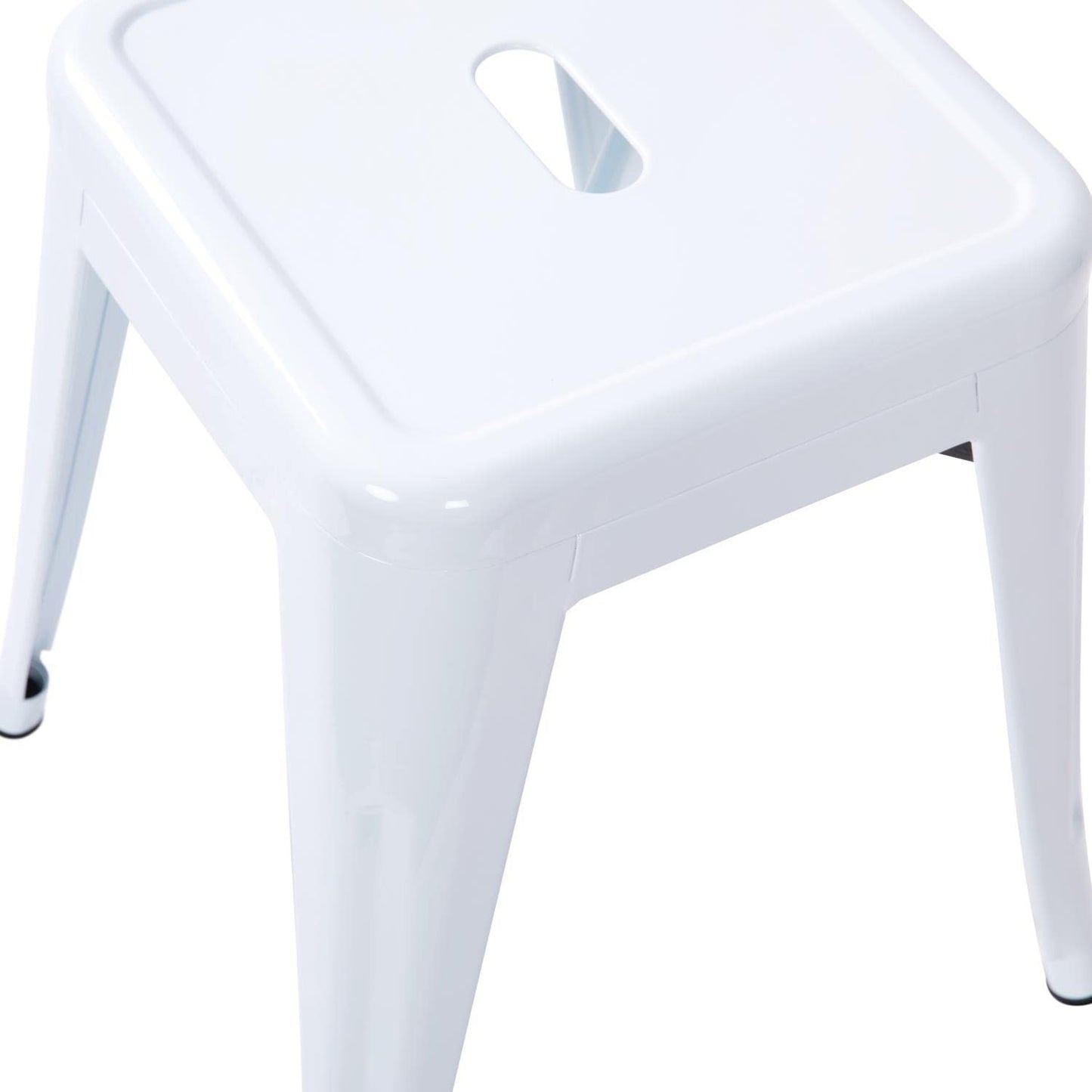 Flash Furniture Metal Dining Table Height Stool - Backless White Kai Commercial Grade Stool - 18 Inch Stackable Dining Chair - Set of 4
