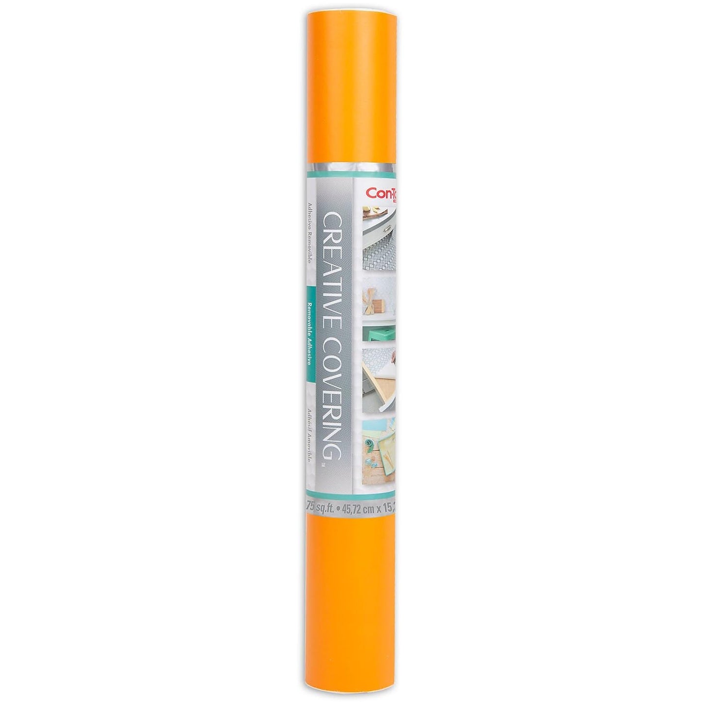 Con-Tact Brand Creative Covering, Self-Adhesive Shelf Liner, Multi-Purpose Vinyl Roll, Easy to Use and Apply, 18'' x 50', Orange