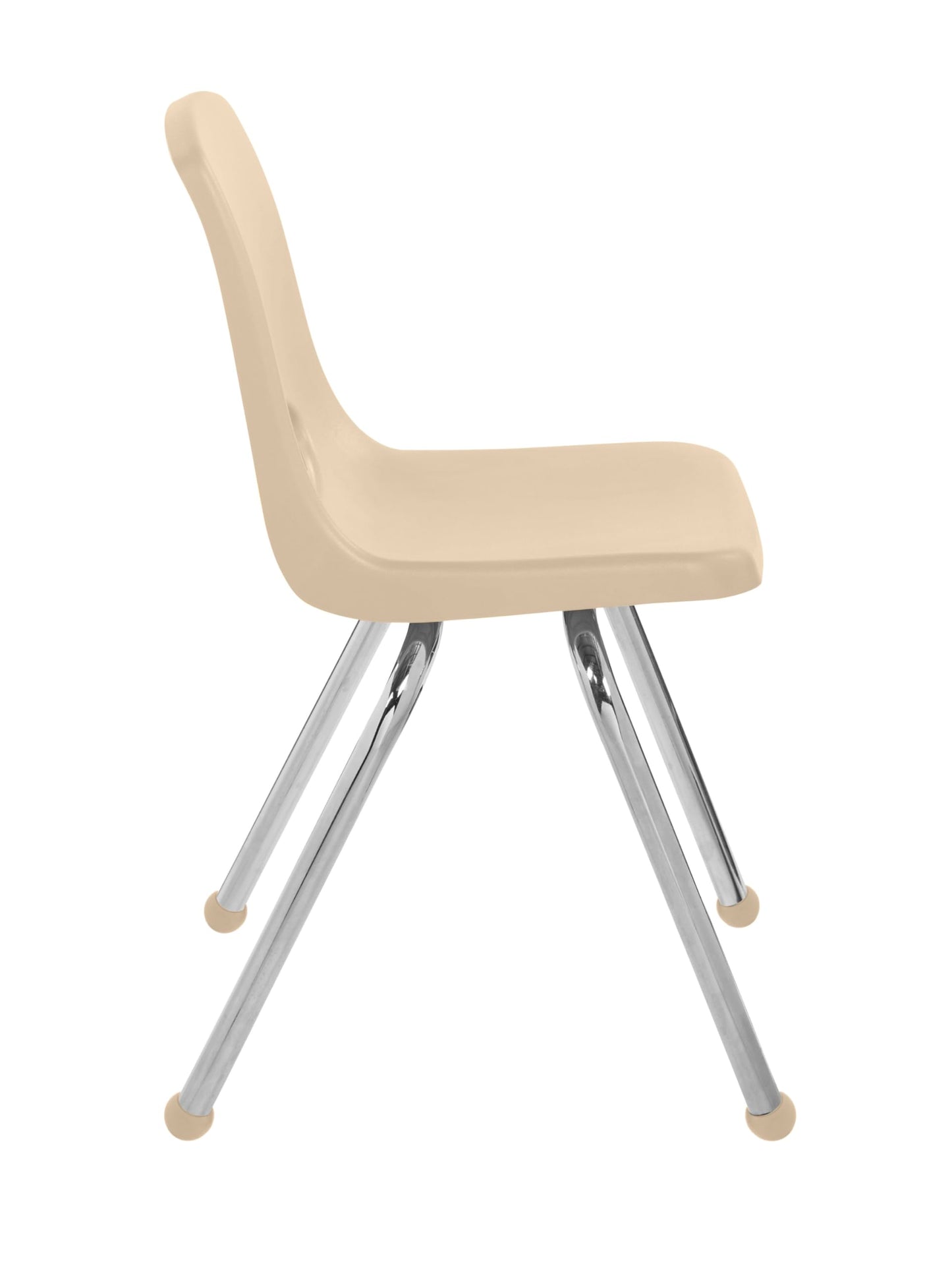 FDP 16" School Stack Chair, Stacking Student Seat with Chromed Steel Legs and Ball Glides for Classroom, Homeschool or Office - Sand (2-Pack), 15413-SD