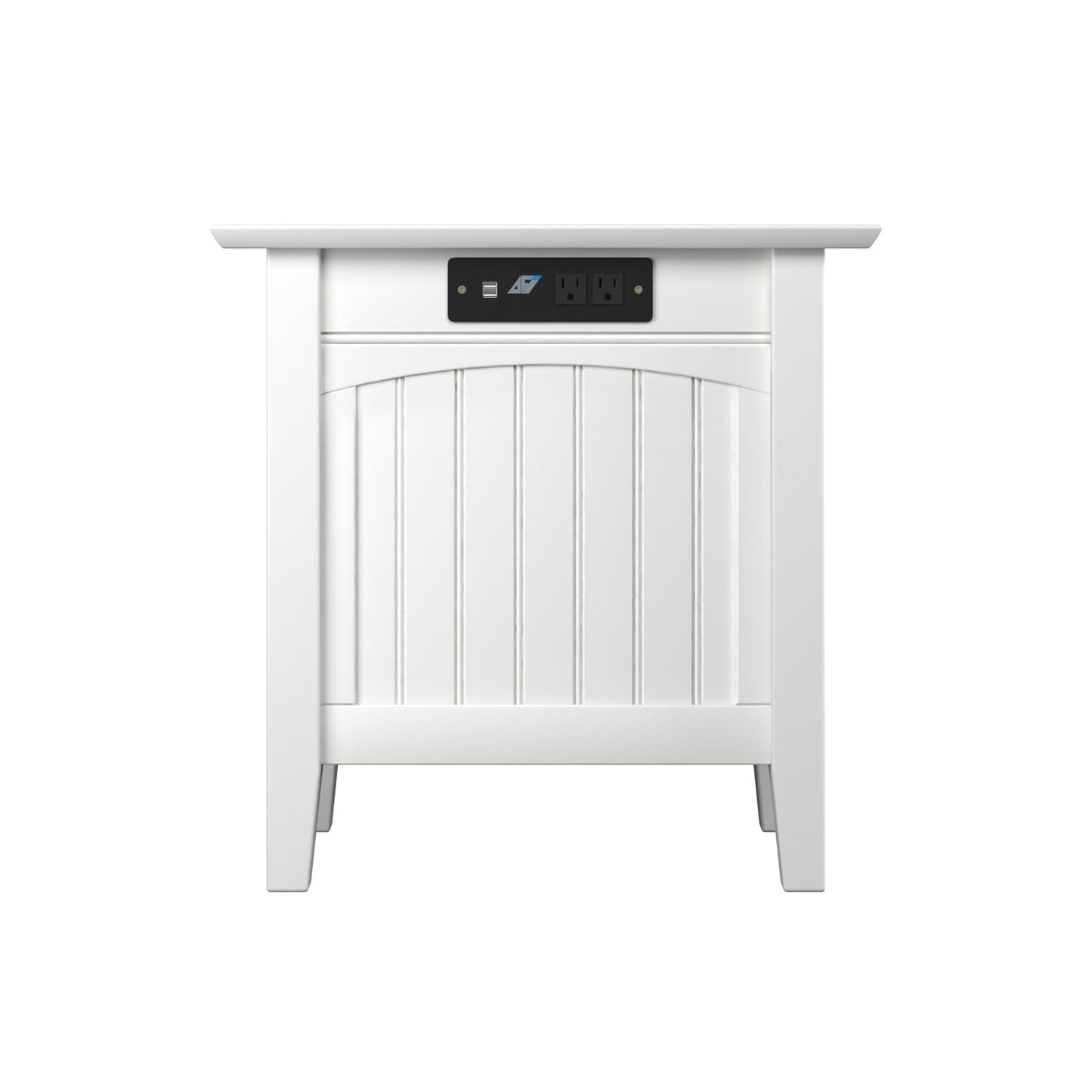 AFI Nantucket Chair Side Table with Built-in Charger in White