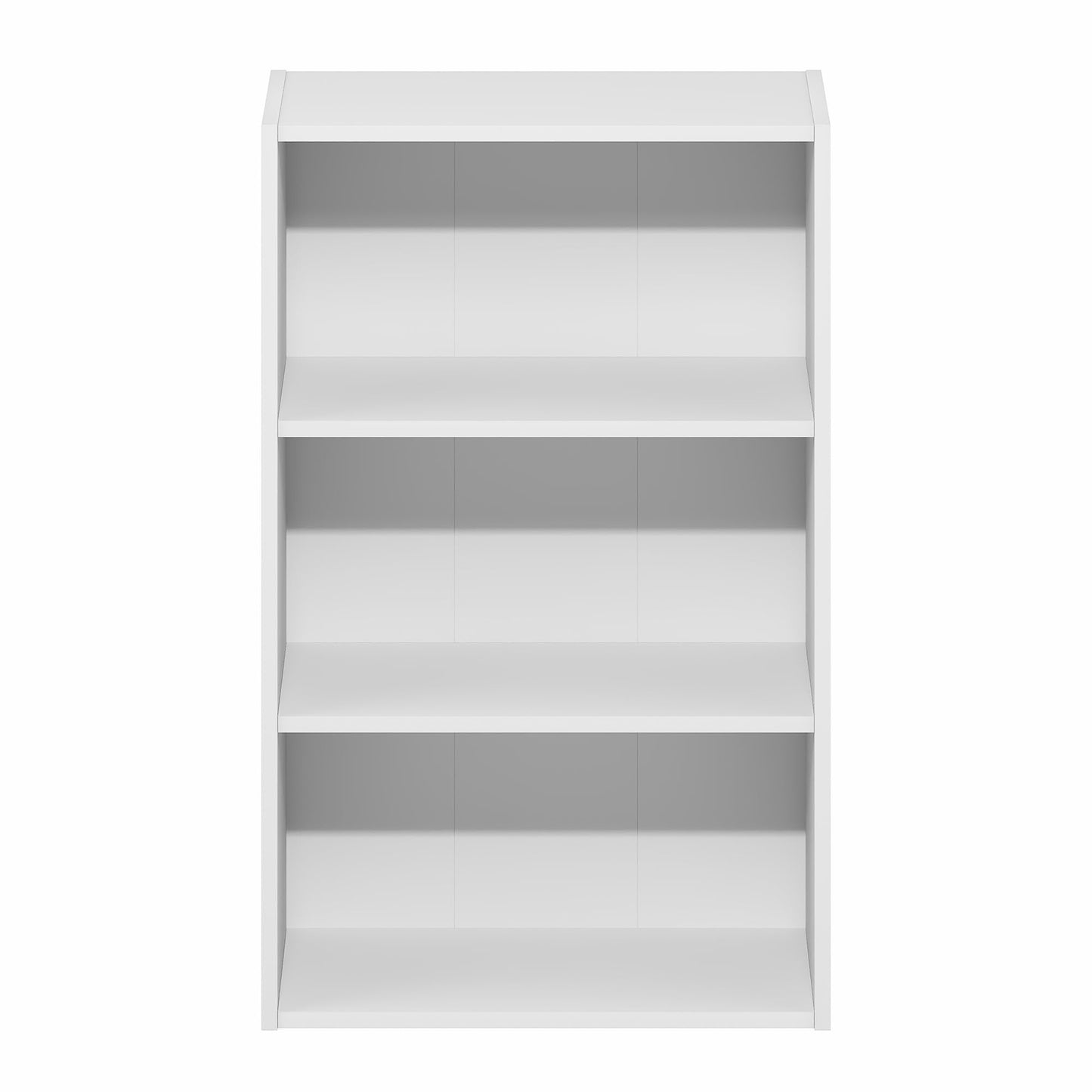 Furinno Basic Book Shelf, 3-Tier Bookshelf, Cube Storage Organizer Bookcase with Open Shelf, 7 x 17 x 26, for Living Room, Bedroom, Home Office, White