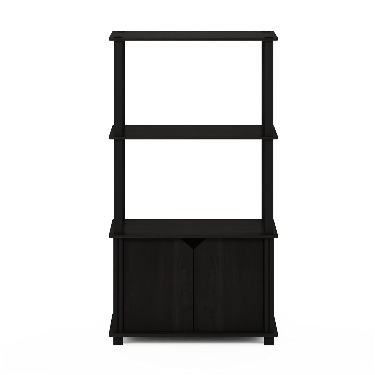 Furinno GO GREEN Storage Shelves, 4-Tier Book Shelf, Bookcase, Display Shelf with Open Shelf and Closed Storage, for Organization and Storage, Living Room, Garage, Home Office, Espresso