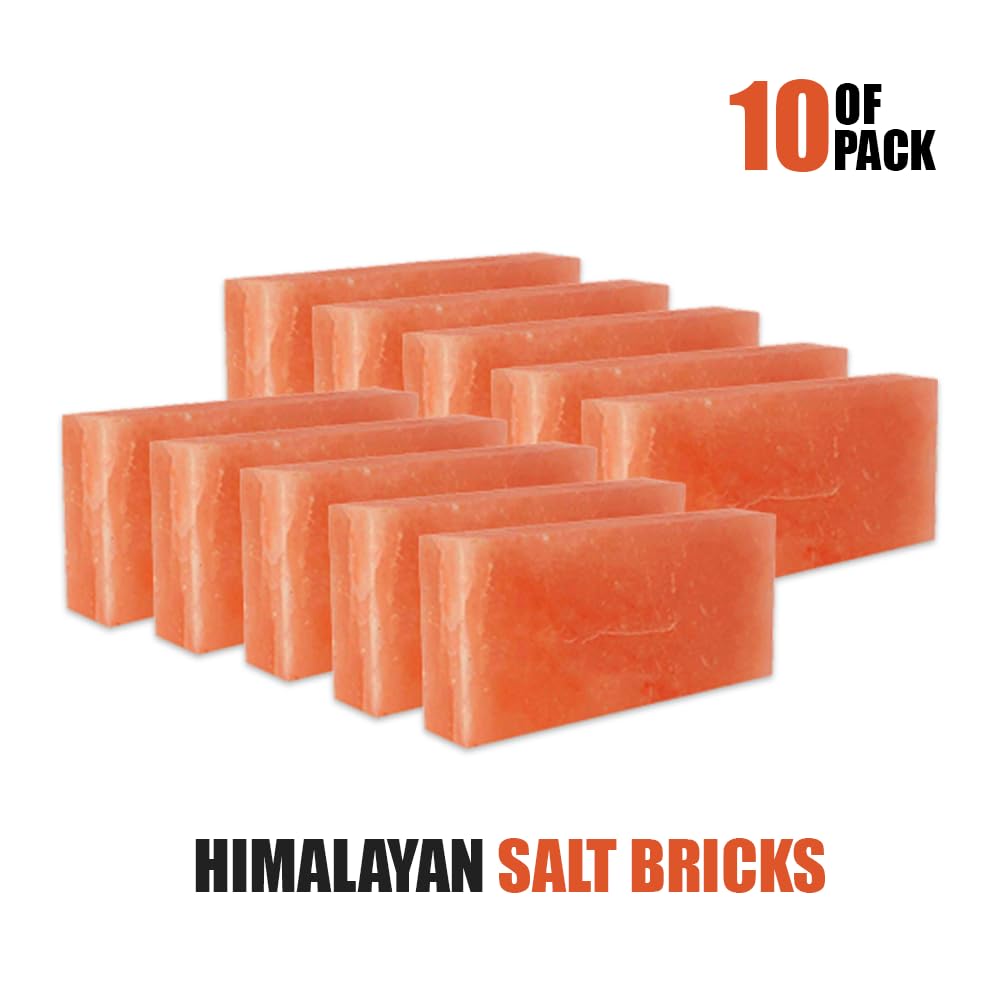 Himalayan Salt Bricks for Sauna and Spa 8"x4"x2"- Pack of 10 Pink Salt Tiles for Making Salt Wall | Bulk Salt Block for Home Décor DYE Work