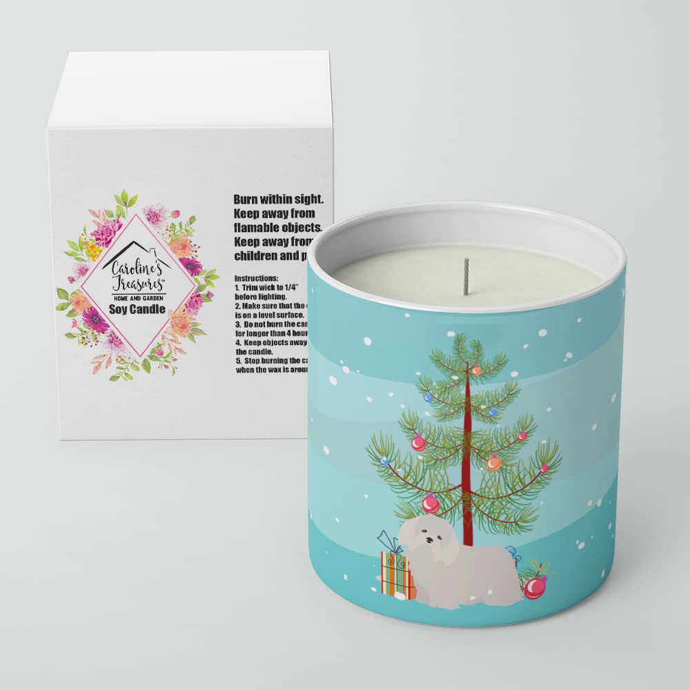 Caroline's Treasures CK3448CDL Coton de Tulear Christmas Tree 10 oz Decorative Soy Candle Nature Soy Wax Essential Oil Home Decor Ideal for Bedroom Kitchen Bath Office Gift, 10 oz