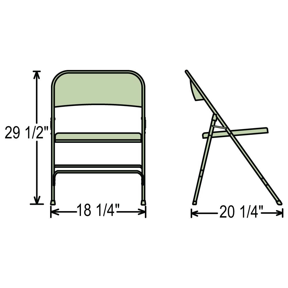 National Public Seating All Steel Folding Chairs - Set of 4, Black, Model Number 210