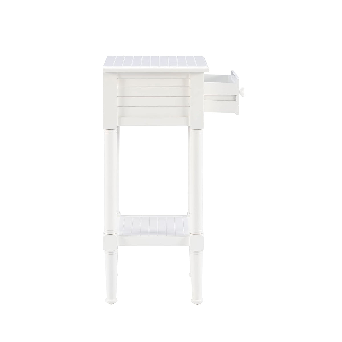 Linon Raleigh White Small Accent Table with Starfish Knobs