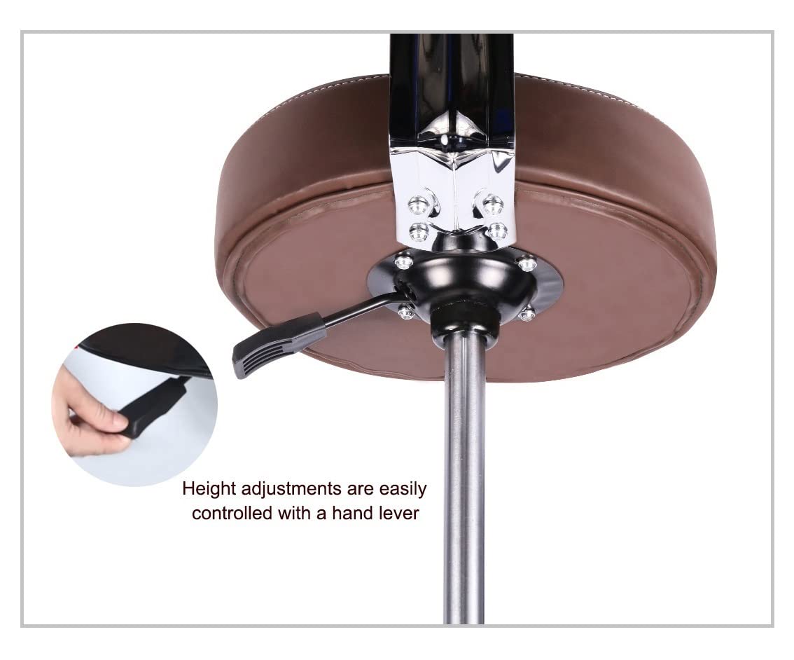 Kaleurrier Swivel Stool Adjustable Height: Heavy Duty Rolling Stool Chair for Kitchen Salon Bar Office Drafting Standing Desk Garage Shop - Seat Height 22-30"(with Back Rest) (Coffee)