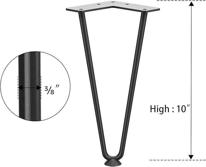 SMARTSTANDARD 10 Inch Heavy Duty Hairpin Furniture Legs, Metal Home DIY Projects