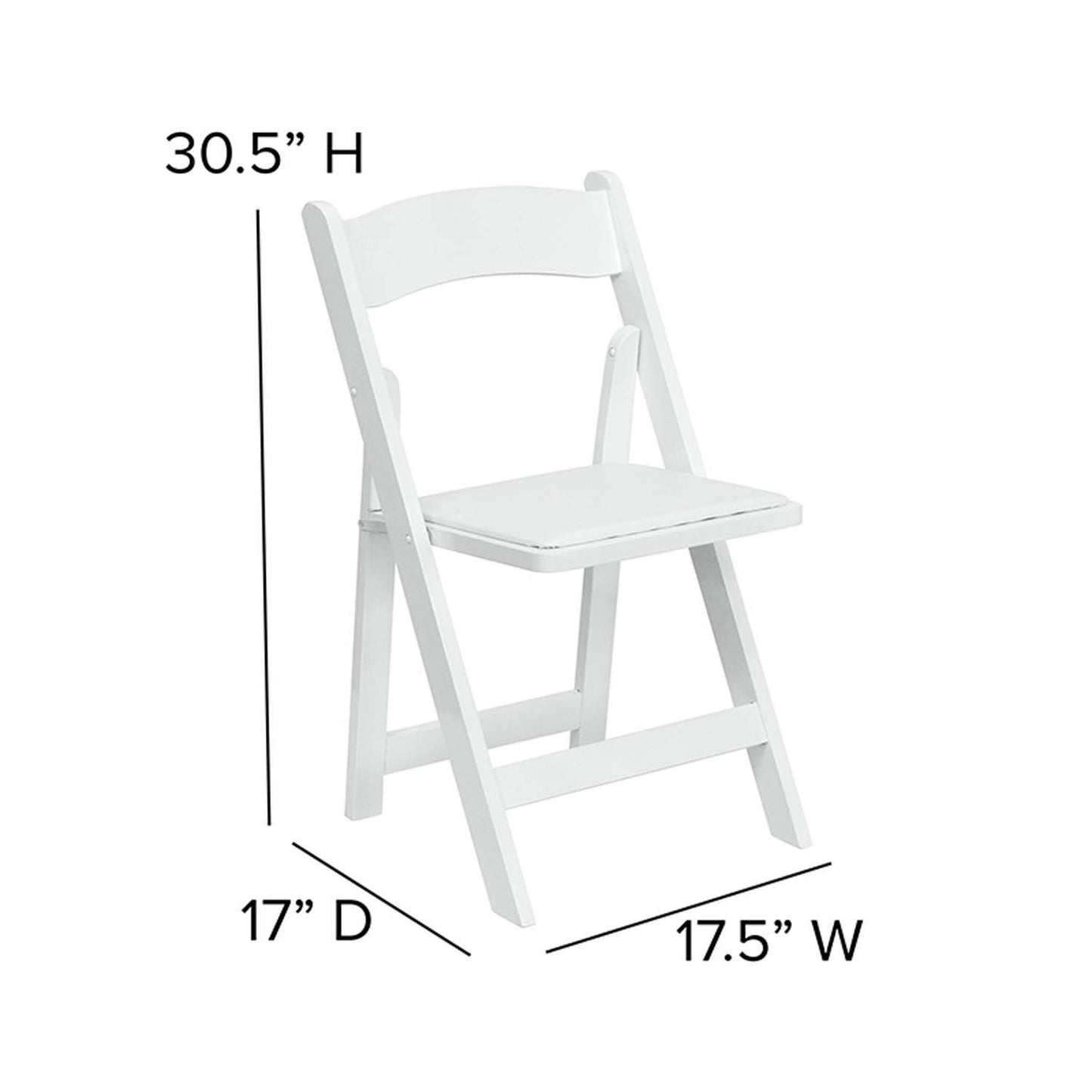 Flash Furniture Hercules Series Beechwood Folding Event Chairs with Padded Seats, Modern Wooden Folding Banquet Chairs, Set of 4, White