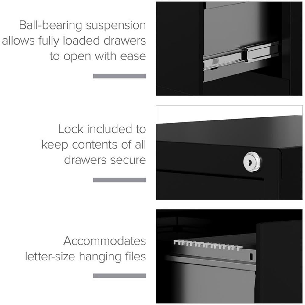 Lorell LLR42291 2-Drawer Vertical File, 15" x 22" x 28, Black