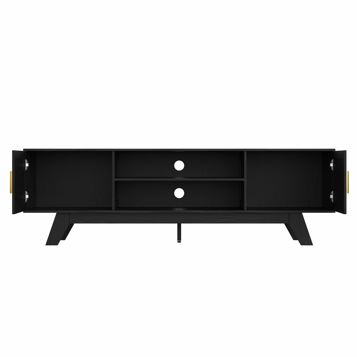ChooChoo 59.5" Fluted TV Stands for 65 Inch TV, Mid Century Modern Entertainment Center with Storage and Adjustable Shelf, Long TV Console Media Table for Living Room, Bedroom, Black