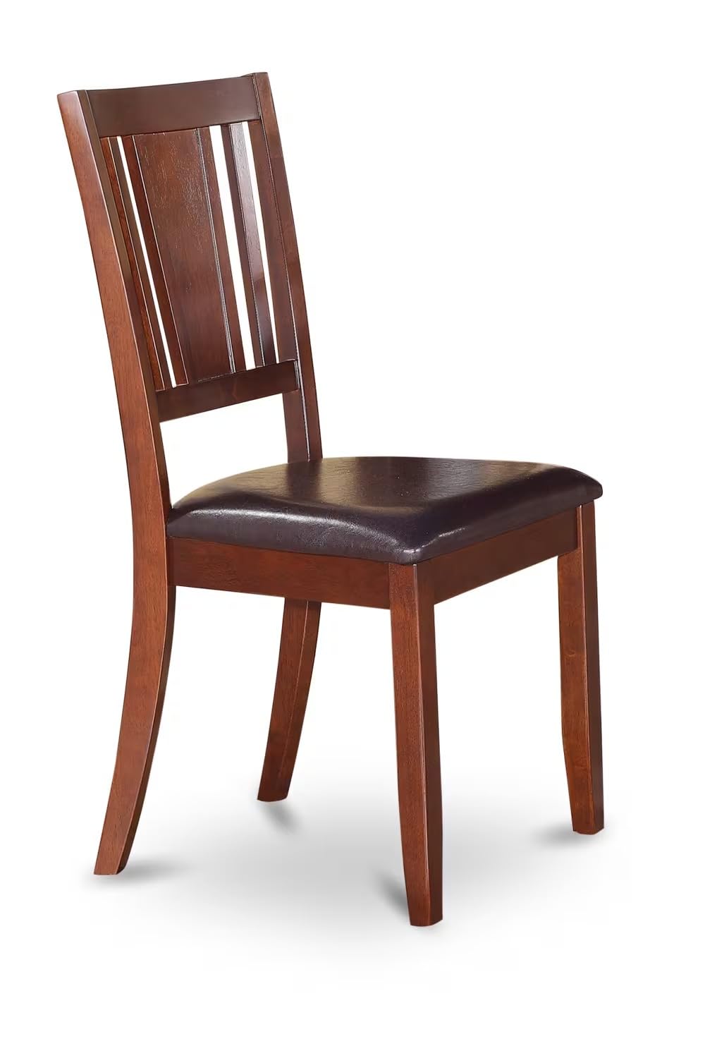 East West Furniture DUC-MAH-LC Dudley Kitchen Dining Chairs - Faux Leather Upholstered Wood Chairs, Set of 2, Mahogany