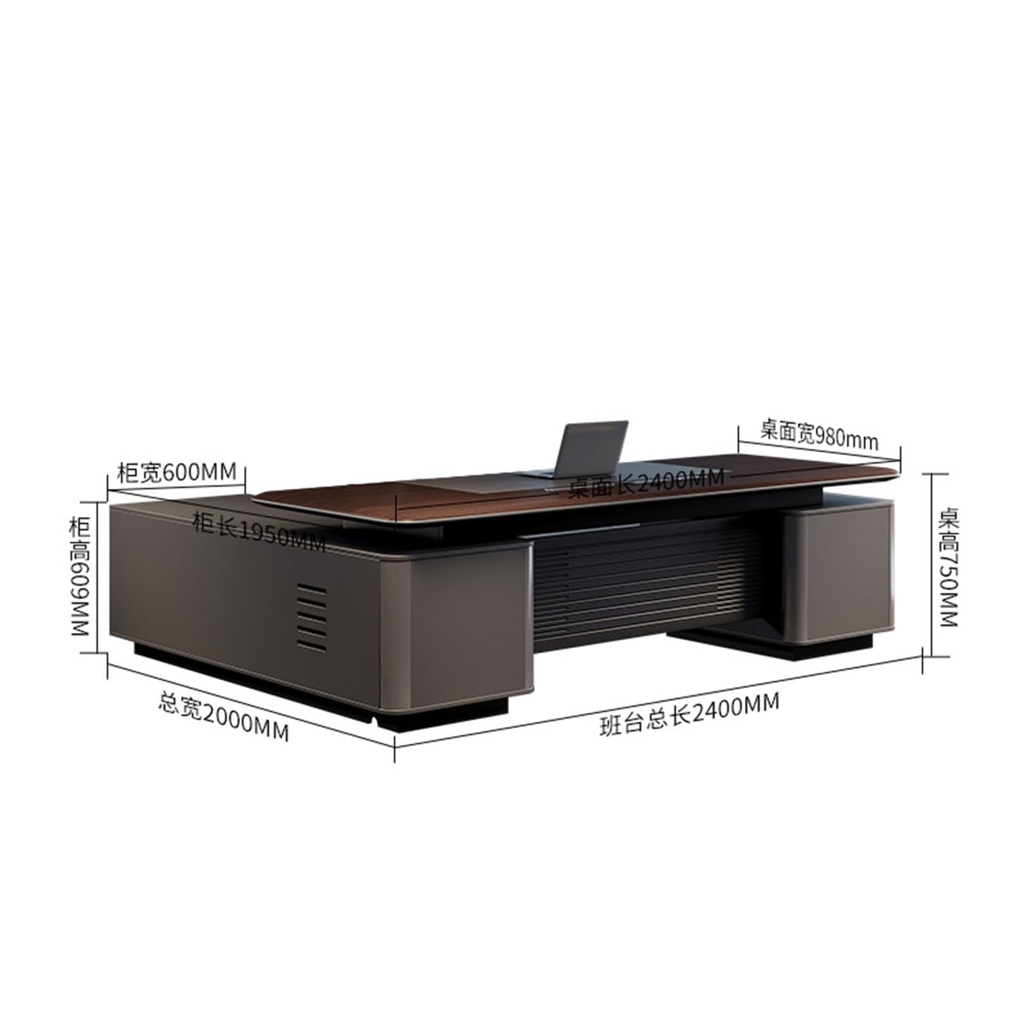 LSIGHTUS 94" Wood Brown Executive Office Desk Computer Desk with File Drawers Writing Study Table Business Furniture Set for Home Office