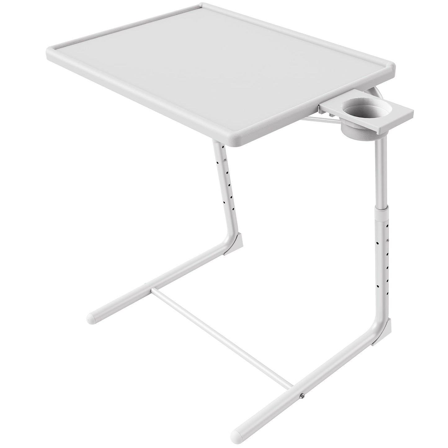 HUANUO Adjustable TV Tray Table - TV Dinner Tray on Bed & Sofa, Comfortable Folding Table with 6 Height & 3 Tilt Angle Adjustments (White)