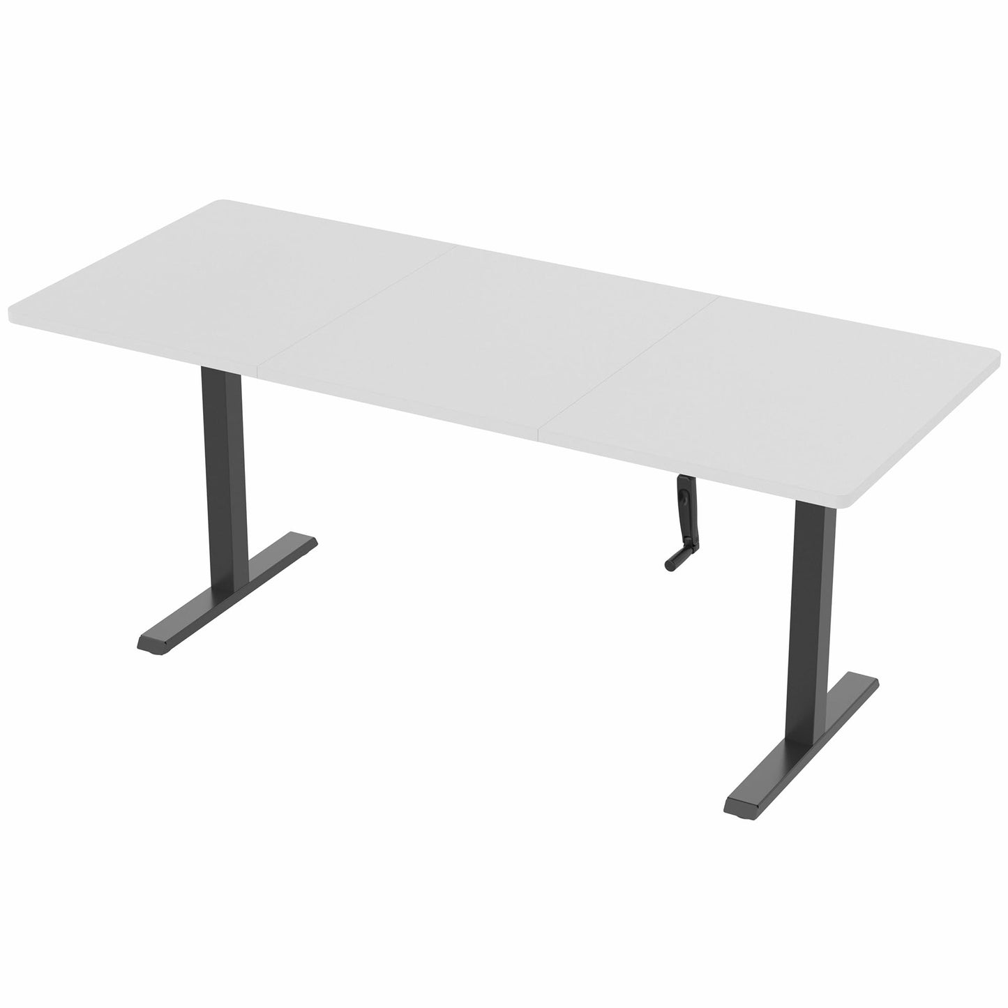 VIVO Manual Height Adjustable 71 x 30 inch Stand Up Desk, White Table Top, Black Frame, Standing Workstation with Foldable Handle, DESK-KIT-MB7W