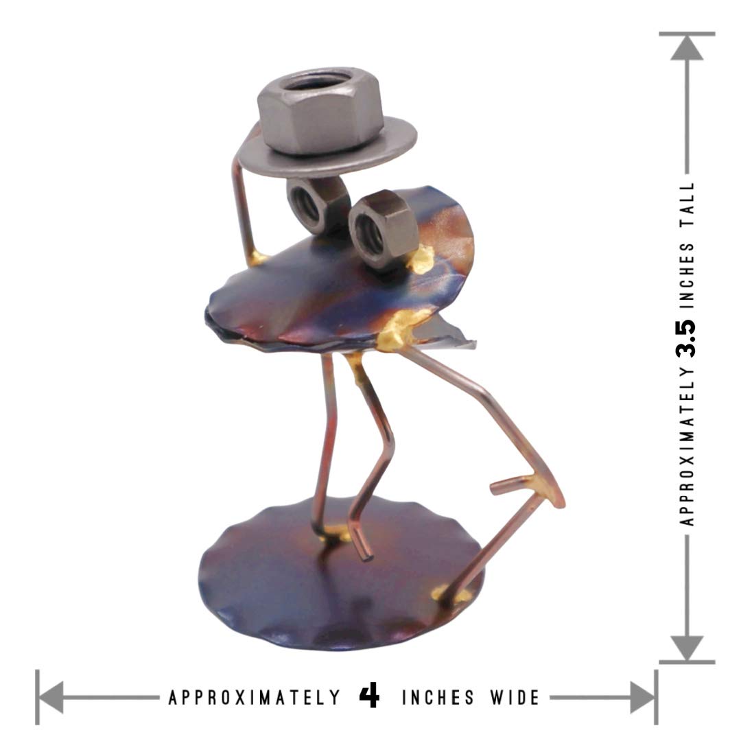 Singing Frog Collectible Handmade Metal Art Figurine, Desk Accessories, Trophy, Boss Gift, Home Office Décor