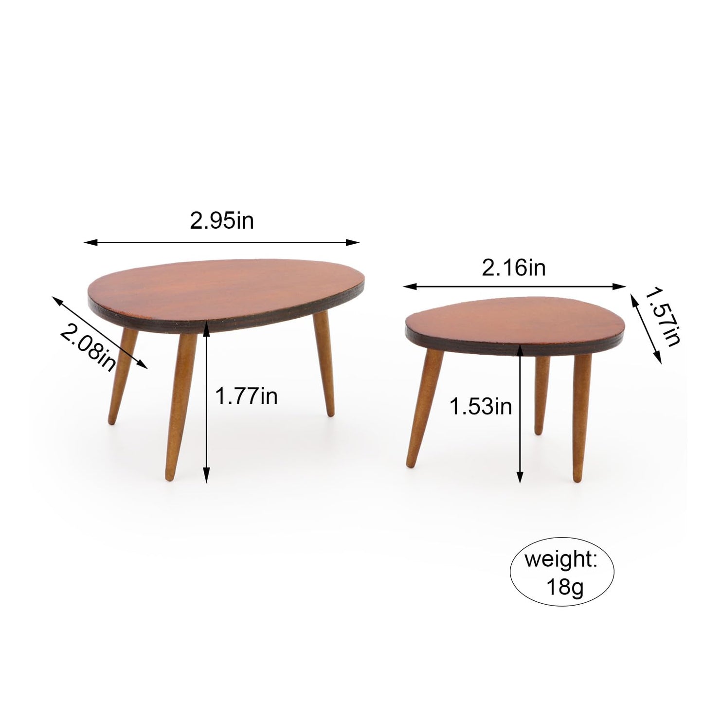 Miniature Furniture 2 PCS Dollhouse Table Wooden Triangle Table Set 1/12 Scale Mini House Model Accessories Miniature Dining Room Decoration (Brown)