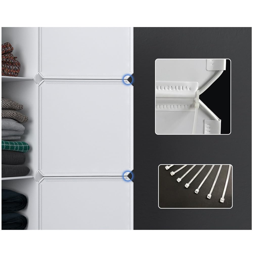 GarveeLife Wardrobe DIY Storage Cabinet for Hanging Clothes Storage for Kids with 12 Cubes 2 Hanging Rods 111 x 47 x 147 cm Black