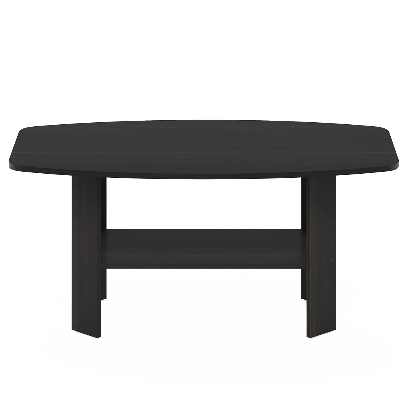 Furinno Simple 2-Tier Coffee Table, Black Center Table wih Open Shelf, Side Table Tabletop with Soft Edges, for Living Room, Home Office, Black Espresso