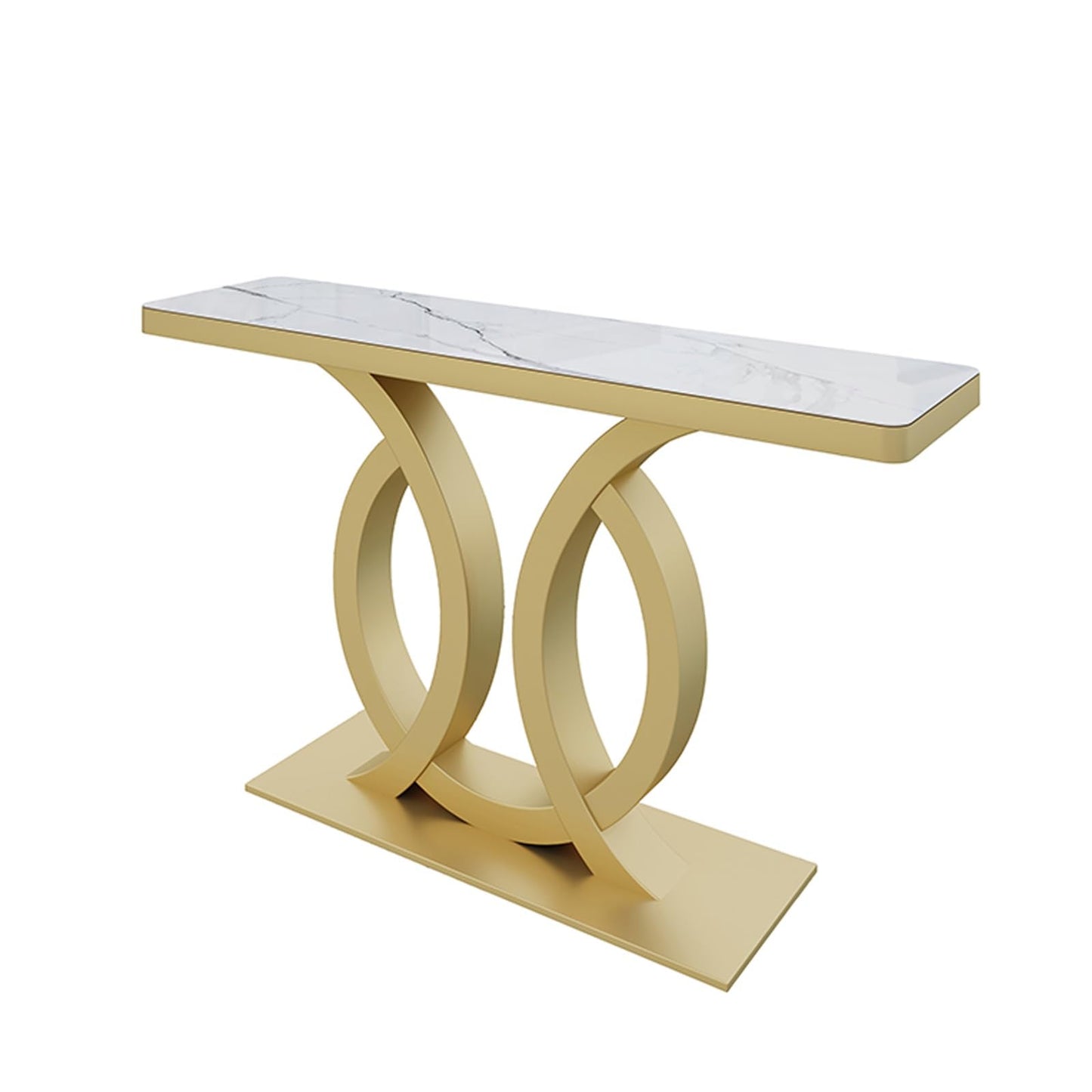 Sofa Tables Modern Wooden Console Table,Console Table with Geometric Base | Console Table for Hallway | Geometric Designed Accent Table | Sofa Table with Double Arc Base | for Entrance, Livi
