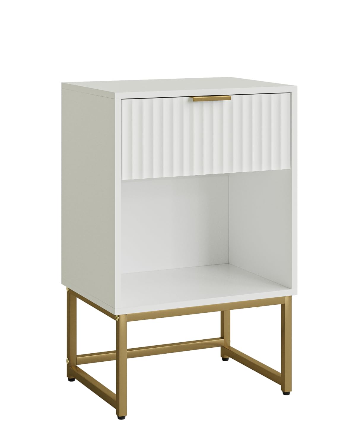 Masupu White Nightstand, Fluted Night Stand, Wood Bedside Table with Storage Drawer, Modern Side End Table for Bedroom, White