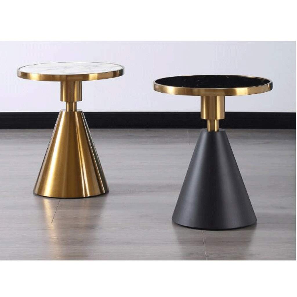 HUSHHAAMPP Small Coffee Table Marble Mini Coffee Tables End Tables with Stainless Steel e for Living Room Reception Room Light Luxury Sofa Tables with Drawers (Color : White) (Black Gold)