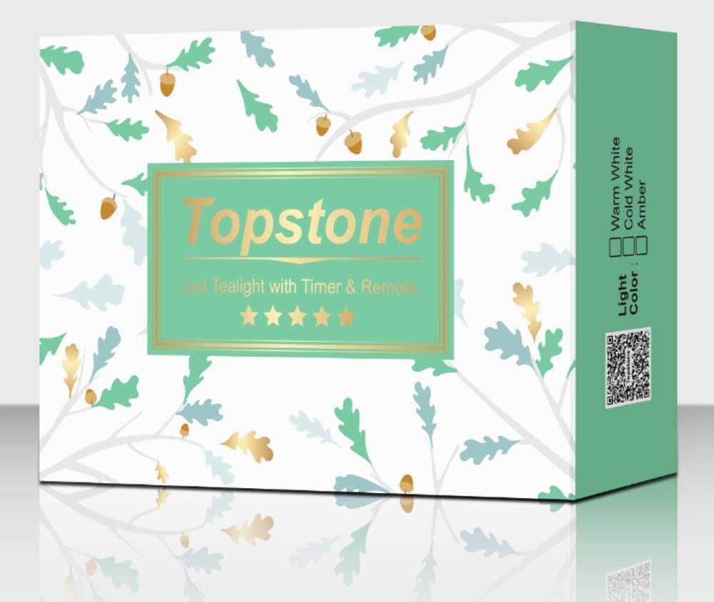 Topstone Remote Controlled LED Tea Light,White Flickering Bulb,Long Lasting Battery Operated LED Votive Candle with Timer,Pack of 12