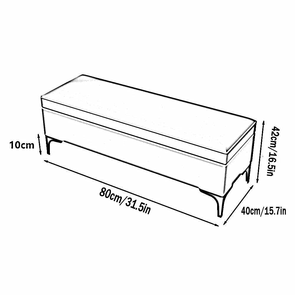 Brandschutz, faltbarer Aufbewahrungs-Schutt-Organizer, Schuhwechselhocker an der Tür, PU-Leder für Schlafzimmer, Wohnzimmer, Flur, ausgestattet mit Metallfüßen, 80 x 40 x 42 cm (Farbe: Oran