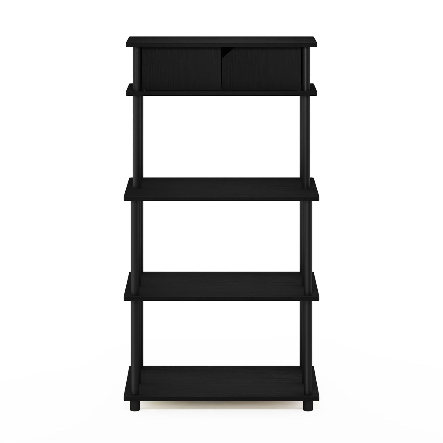 Furinno Turn-N-Tube Kitchen Storage Shelf with Top Cabinet for Kitchen, Dining Room and Home Office, Americano/Black