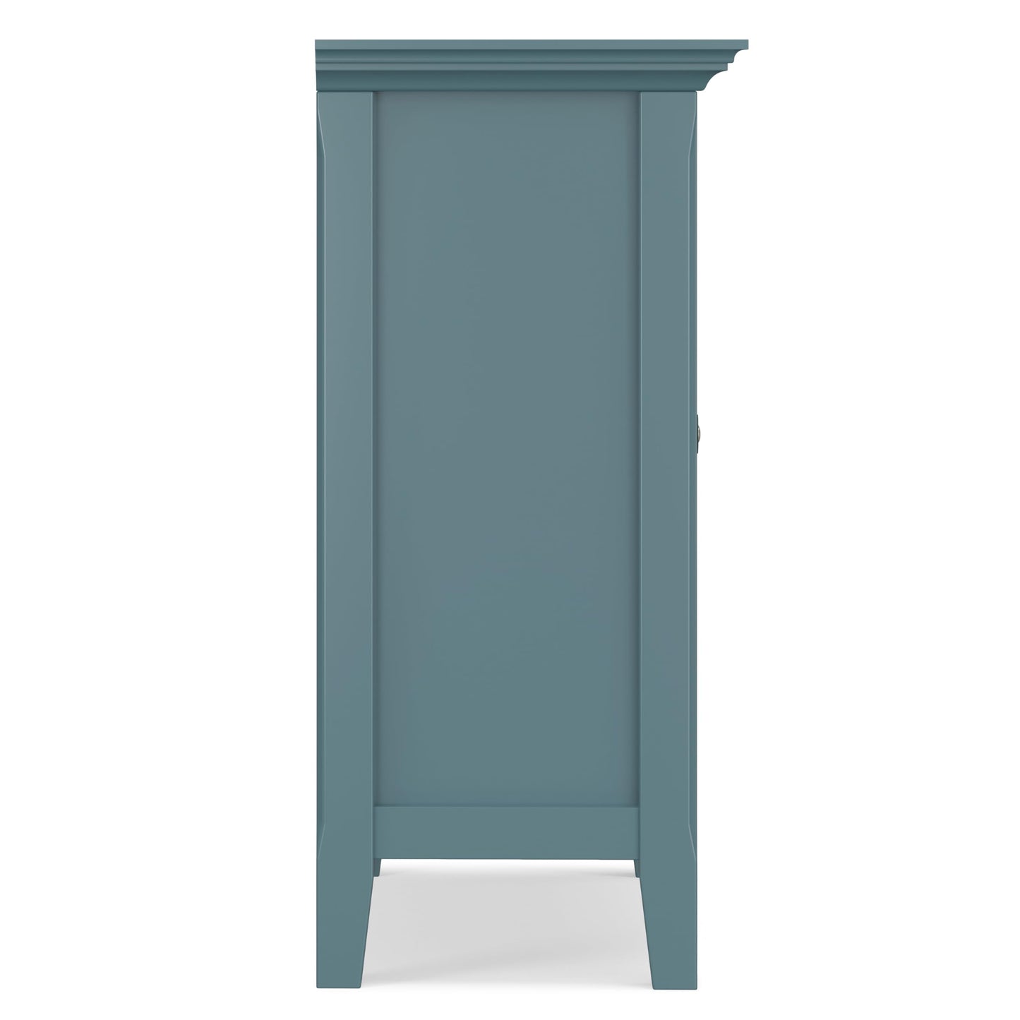 SIMPLIHOME Amherst Low Storage Cabinet - 32 inch Wide Solid Wood 2-Door Accent Cabinet in French Blue, Transitional Living Room or Entryway Storage with Adjustable Shelves and Rectangular Base