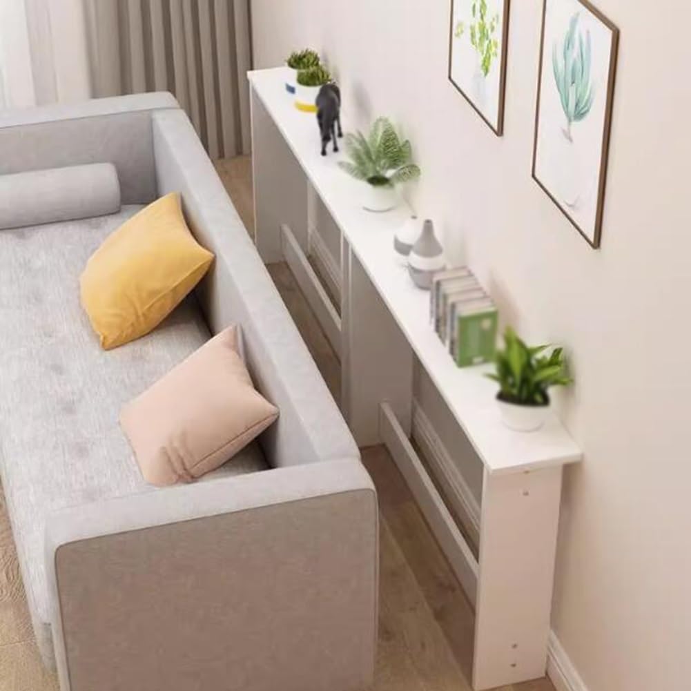 Sofa Tables Modern Wooden Console Table Semi Circular Design Rectangular Base Wall Accent Small Spaces Side Hallway Entryway,Modern Floating TV Stand - Wall-Mounted Media Console Shelf, Wood