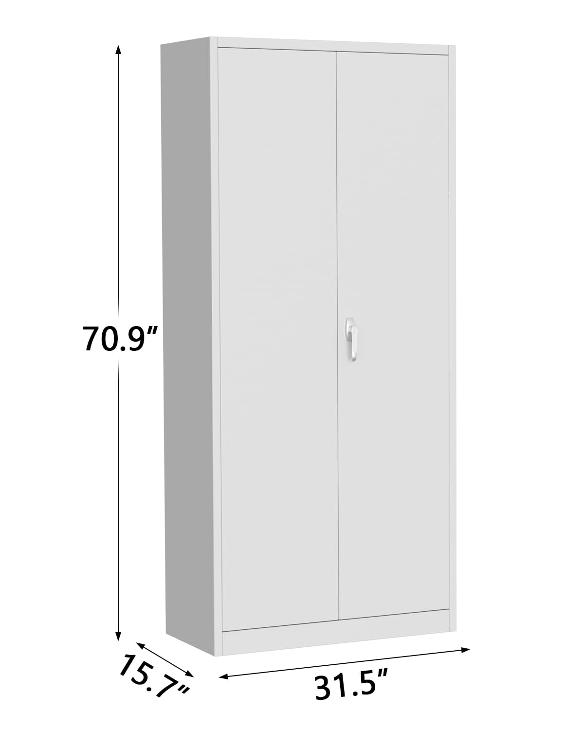 GarveeHome Storage Metal Cabinet 71" with Doors and Shelves Adjustable Adjustable Feet and Lock Tall Storage Cabinet for Pantry Garage Craft Bedroom Office