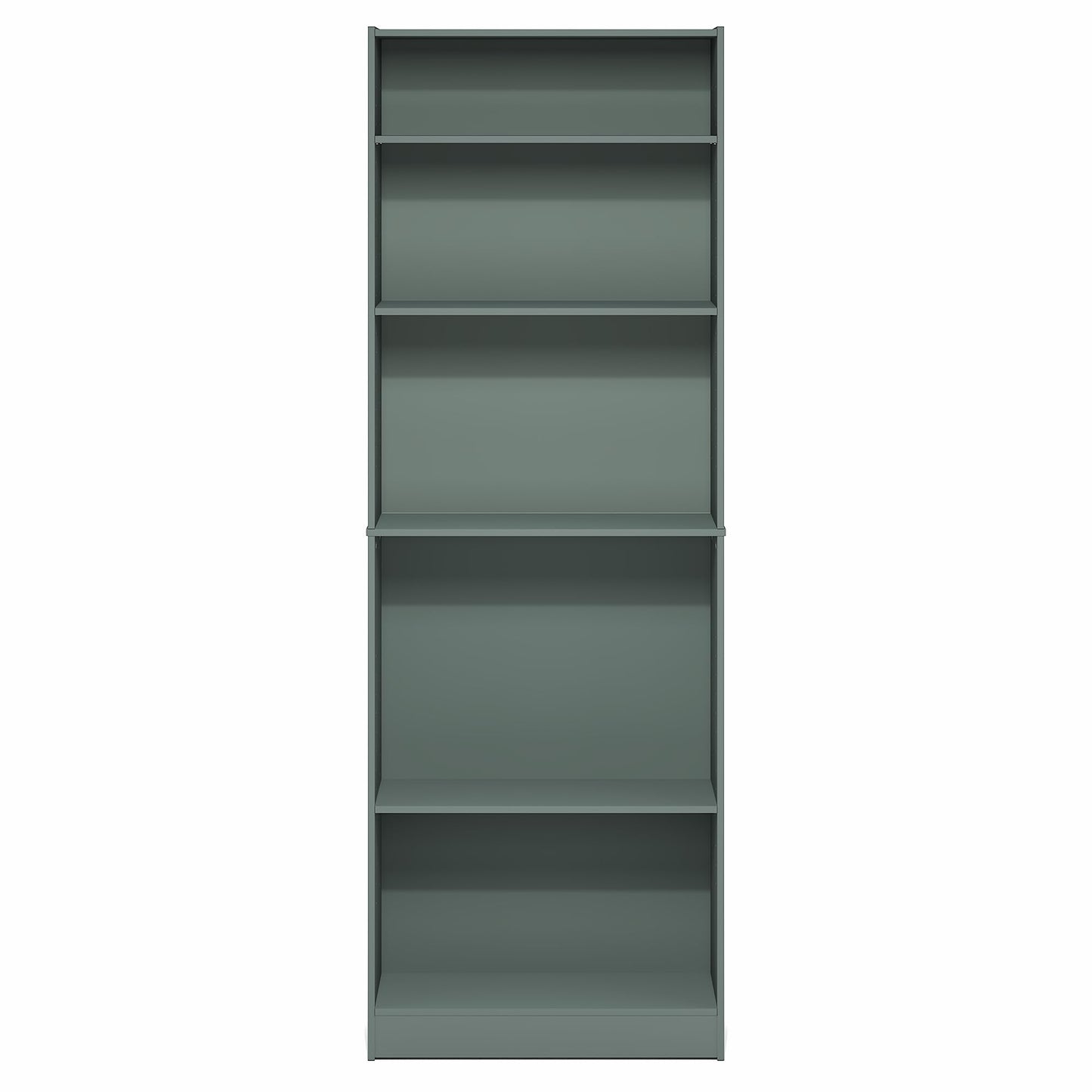 Furinno Jaya Book Shelf, 5-Tier Bookshelf, Bookcase with Adjustable Shelves, 9.5" x 24.5" x 71.2", for Organization and Storage, for Living Room, Bedroom, Home Office, Sage Green