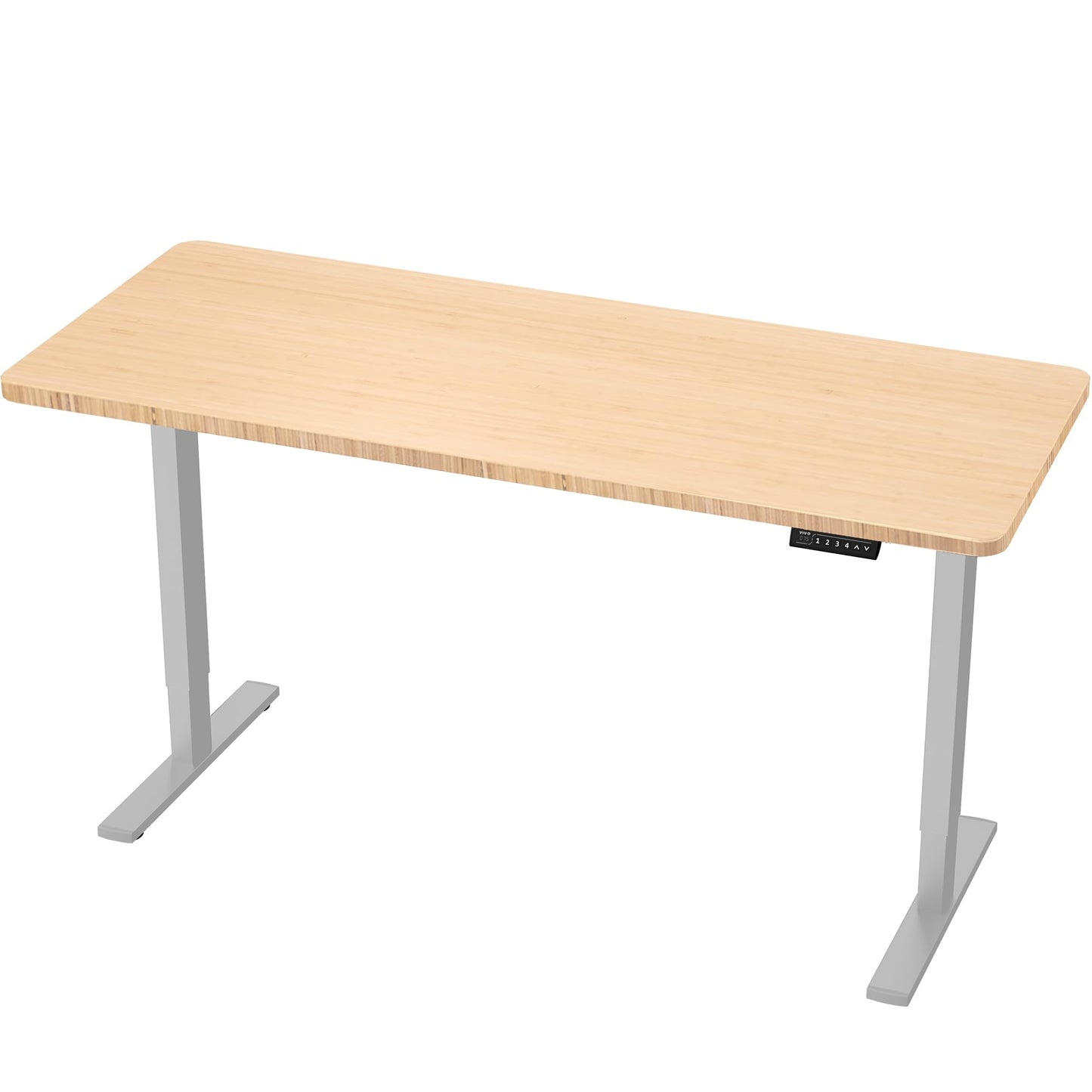 VIVO Electric 60 x 24 in Real Bamboo Standing Desk, Memory Height Adjustment, 1B Series, Holds 220 lbs, One-Piece Top, Gray Frame, DESK-KIT-1G6O