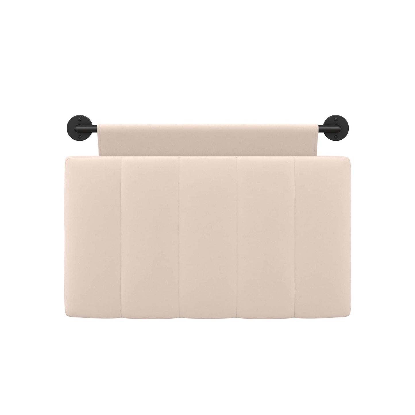 Nathan James Remi Channel Tufted Wall Mount Hanging Headboard, Twin, White Cloud/Matte Black