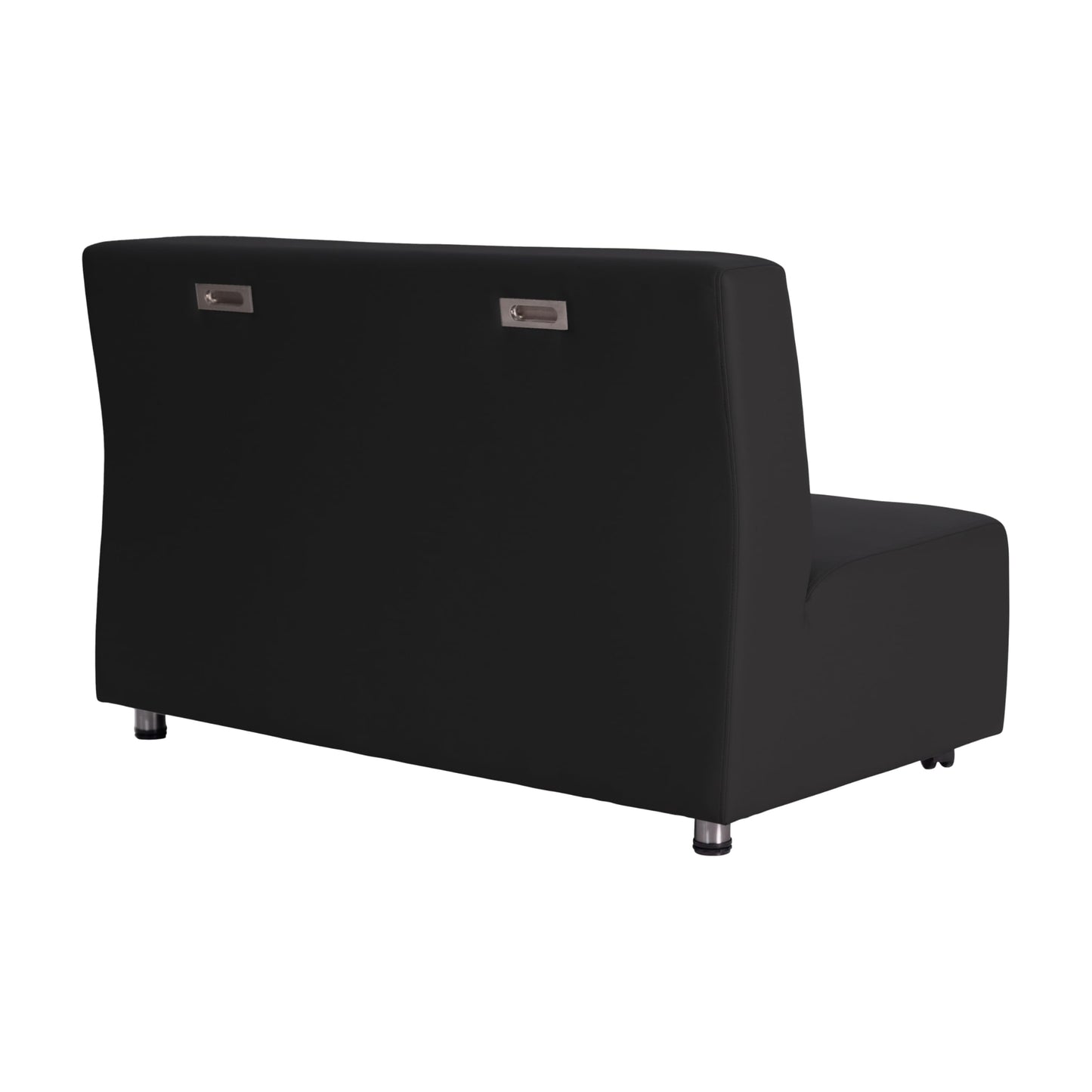 FDP Pro Series Upholstered Armless Mobile Sofa with Locking Casters for Portability Commercial Seating for Hotel Lobby, Office, Restaurant, Waiting Room, Home - Black
