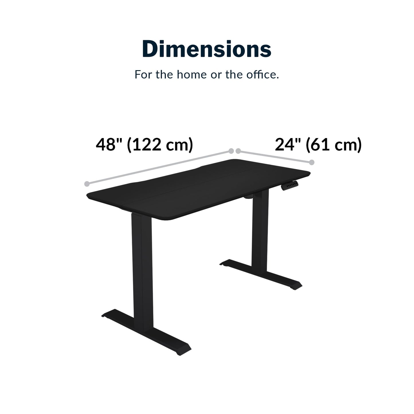 Vari Essential Electric Standing Desk for Home Office – 48x24 - White (Black)