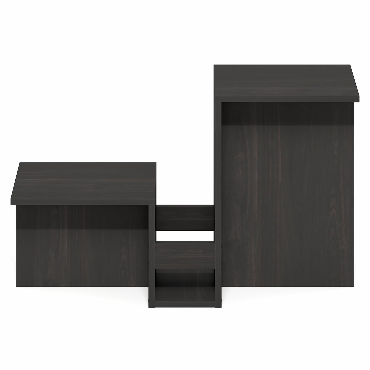 Furinno BOYATE Side Table, Valley Shaped End Table, with Tiered Levels and Magazine Rack, for Living Room, Espresso