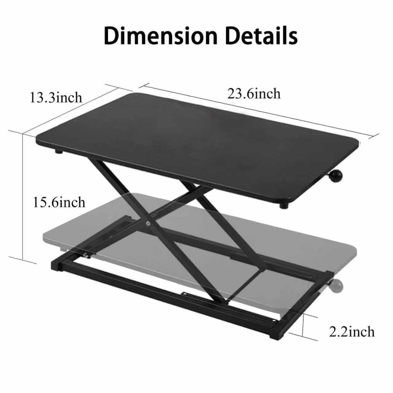 Rxrpexjke Height Adjustable Standing Desk Converter,Keyboard Riser for Stand Up Desk,Computer Keyboard Stand for Desktop,Portable Workstation Table for Home Office Black 23.6 Inch