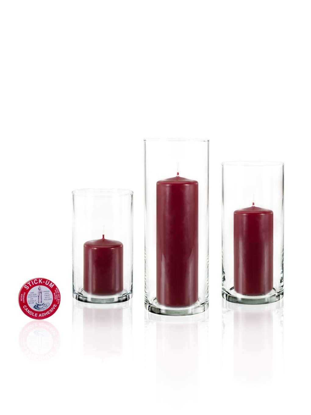 yummi Set of 12 Slim Pillars and Cylinder Vases - Burgundy