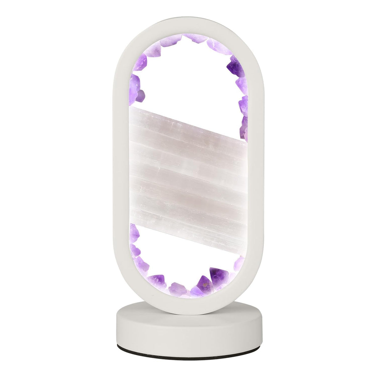 GC QUILL Natural Amethyst Selenite Crystal Healing Night Lamp, White