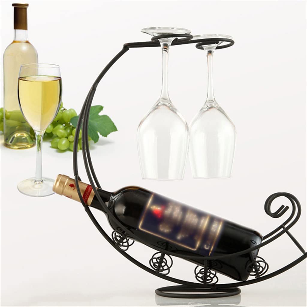 SIDUFHAOPKLL Metal Wine Rack Hanging Glass Holder Bar Stand Bracket Display Decor(D)