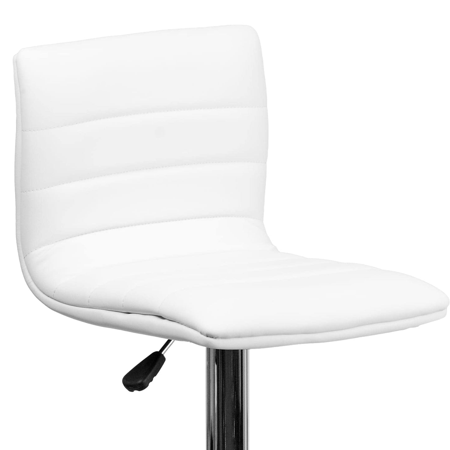 Flash Furniture Vincent 2 Pack Modern White Vinyl Adjustable Bar Stool with Back, Counter Height Swivel Stool with Chrome -Pedestal Base