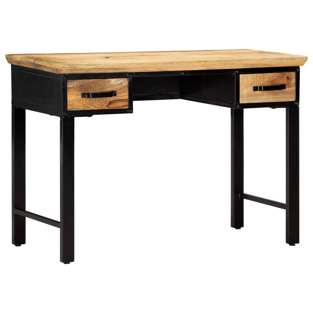 UYTENBMF Solid Mango Wood Writing Desk with 2 Drawers, 43.3"x19.6"x29.9" Home Office Computer Table, Study Desk for Small Items Storage