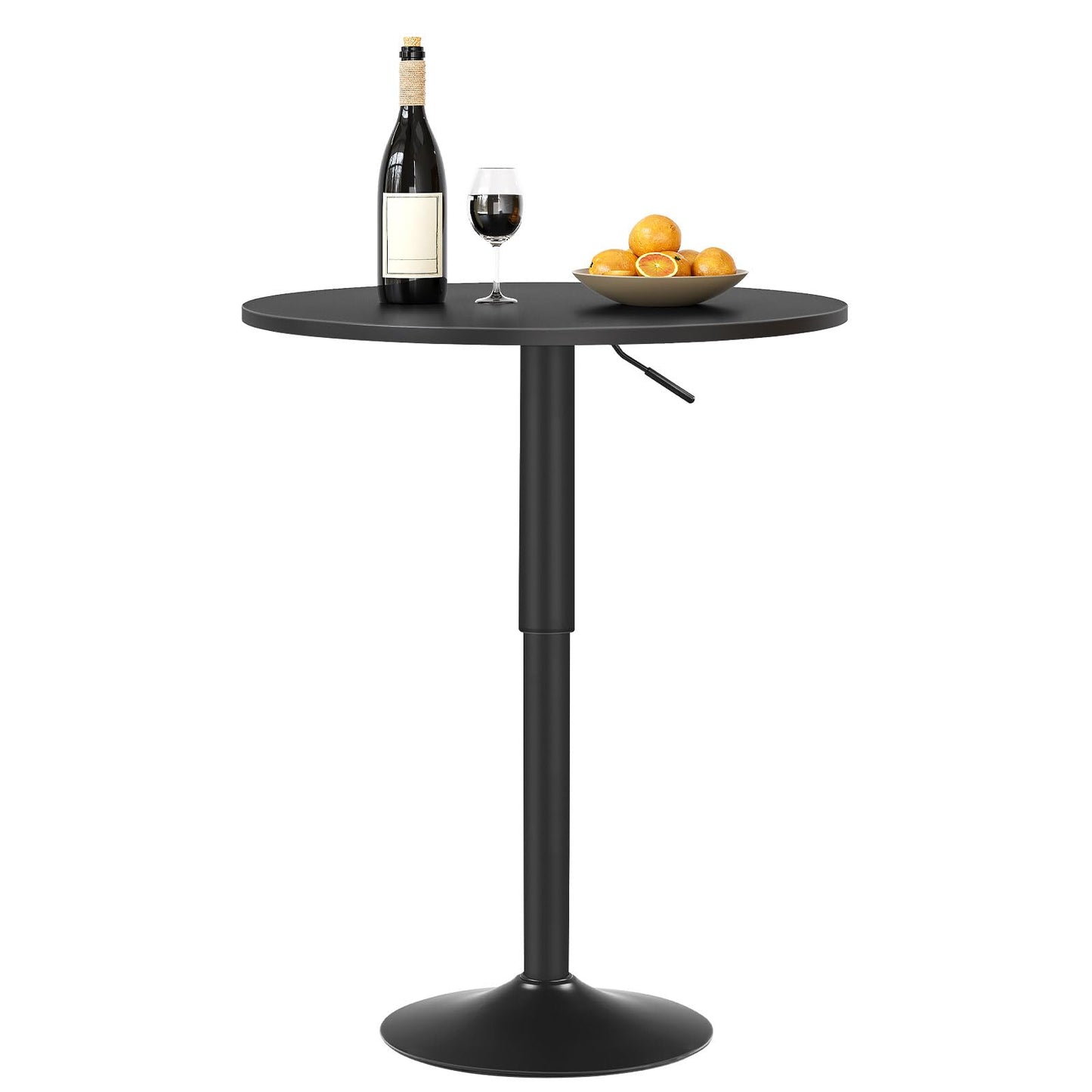 HOOBRO Bar Table, Height-Adjustable Round Pub Table 27-35.4 Inches, Cocktail Table with Sturdy Base, Modern Style, Easy to Assemble, Suitable for Small Space, Black BK58BT01G1