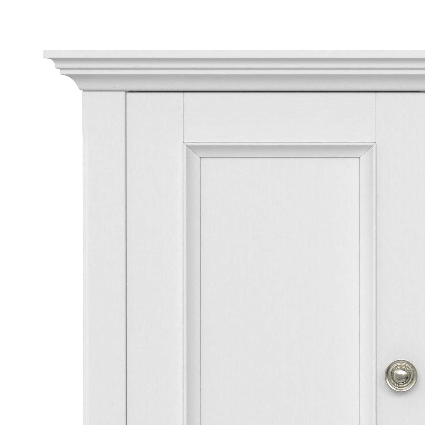 SIMPLIHOME Amherst 32-inch Wide Solid Wood Transitional-Style Low Storage Cabinet in White for Living Room, Entryway, or Dining Area with Adjustable Shelves